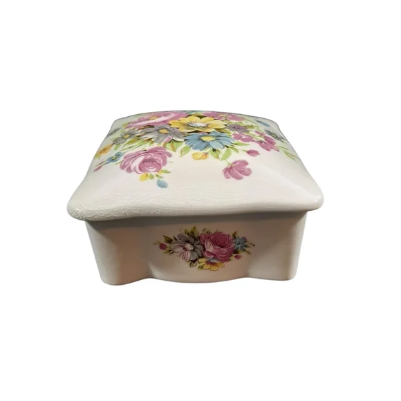 Vintage Jubilee Floral Bone China Trinket Lidded Dish Made In England - Picture 2 of 9